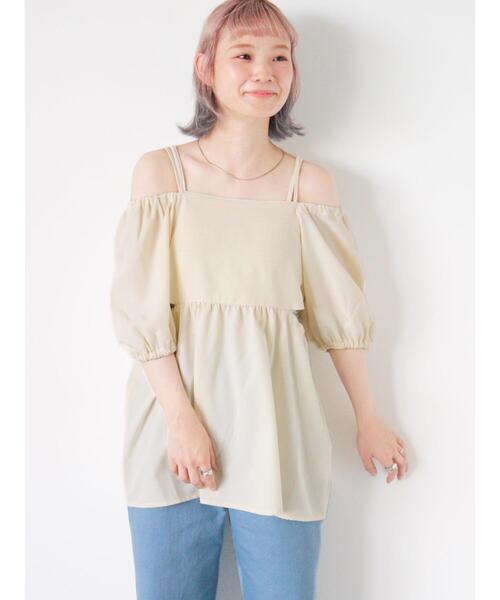 ehka sopo（エヘカソポ）の「2WAYオフショルダーブラウス（シャツ/ブラウス・レディース・キナリ/ブラック/ミント/ピンク・F）」の9枚目の写真