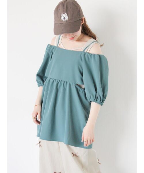 ehka sopo（エヘカソポ）の「2WAYオフショルダーブラウス（シャツ/ブラウス・レディース・キナリ/ブラック/ミント/ピンク・F）」の22枚目の写真