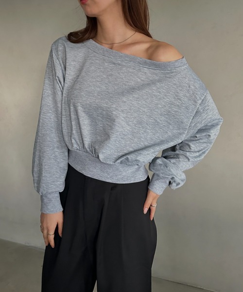 MYMOOD.（マイムード）の「オフショルダースウェットトップス（スウェット・レディース・グレー/ブラック/ホワイト・FREE）」の22枚目の写真