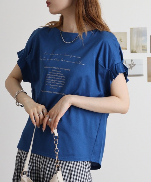 【セール】Anna Nicola 袖タックロゴプリントカットソー（Tシャツ/カットソー）｜Anna Nicola（アンナニコラ）