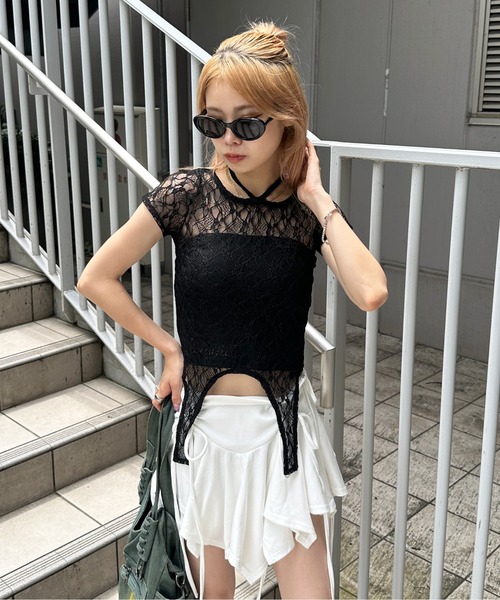 カデュネ　レーストップス　タグ付き classicalelf tシャツ 大人の上品映えレースアイテム。袖