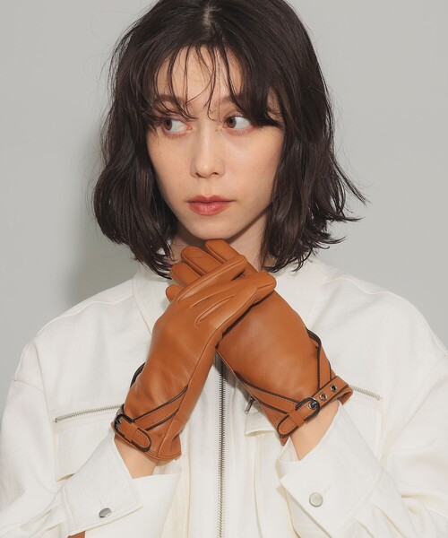 Ray BEAMS（レイビームス）の「レザー ベルト グローブ（手袋・レディース・レッド/ブラウン系その他3/ブラック・ONE SIZE）」の5枚目の写真