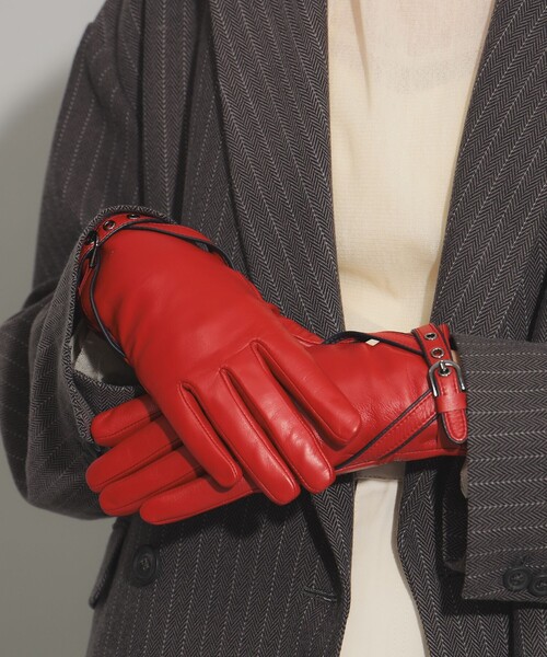 Ray BEAMS（レイビームス）の「レザー ベルト グローブ（手袋・レディース・レッド/ブラウン系その他3/ブラック・ONE SIZE）」の8枚目の写真