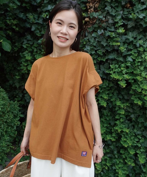 CORNERS（コーナーズ）の「USAコットンタックスリーブTシャツ（Tシャツ/カットソー・レディース・ブラック/チャコールグレー×パープル/グレイッシュベージュ/オフホワイト/チャコールグレー/キャメル・FREE）」の8枚目の写真