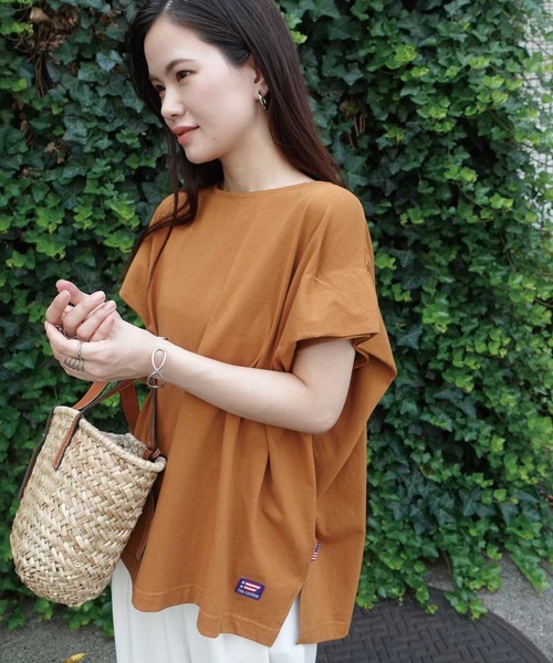 CORNERS（コーナーズ）の「USAコットンタックスリーブTシャツ（Tシャツ/カットソー・レディース・ブラック/チャコールグレー×パープル/グレイッシュベージュ/オフホワイト/チャコールグレー/キャメル・FREE）」の11枚目の写真