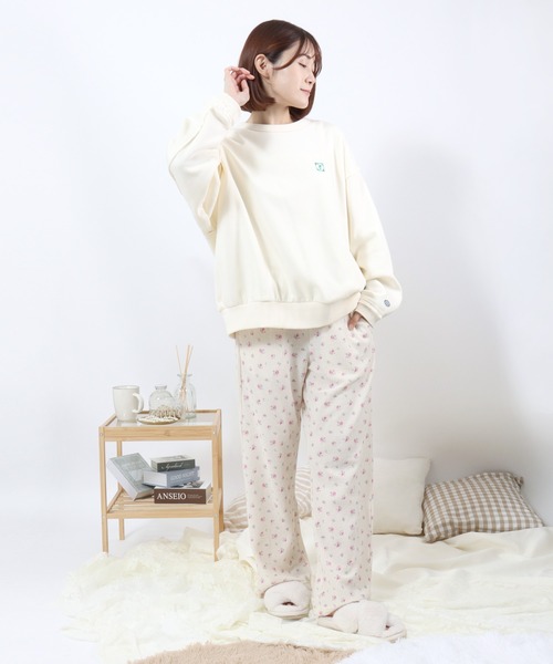 DECO depuis 1985 フラワー柄サーマルパンツ DECO depuis 1985 BOTANICAL PRINT UNEUNE PANTS - mousses