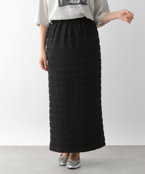 LEPSIM(レプシィム)の「ジャガードナロースカート 143068(スカート・レディース・ブラック/アイボリー・FREE)」の2枚目の写真