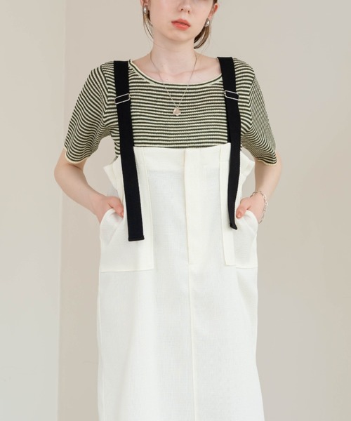 hinari（ヒナリ）の「サロペットスカート（ジャンパースカート・レディース・アイボリー・SMALL）」の4枚目の写真