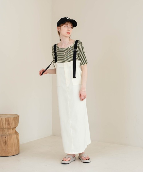 hinari（ヒナリ）の「サロペットスカート（ジャンパースカート・レディース・アイボリー・SMALL）」の6枚目の写真