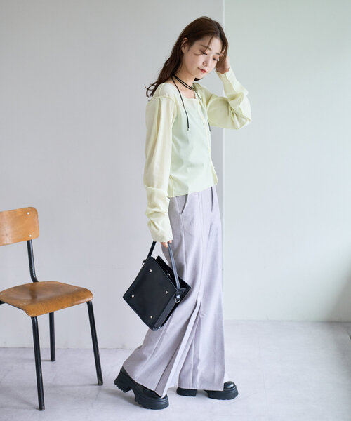 Kastane（カスタネ）の「*【新色追加】プリーツスラックスワイドパンツ（スラックス・レディース・グレー/ブラウン/ライトグレー・FREE）」の9枚目の写真