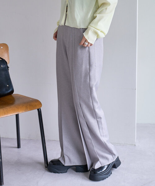 Kastane（カスタネ）の「*【新色追加】プリーツスラックスワイドパンツ（スラックス・レディース・グレー/ブラウン/ライトグレー・FREE）」の12枚目の写真