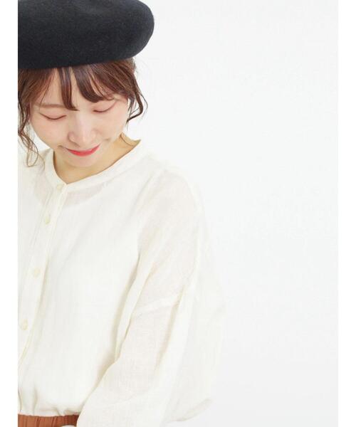 Samansa Mos2（サマンサ モスモス）の「ガーゼバンドカラーシャツ（シャツ/ブラウス・レディース・キナリ/グリーン/ブラック/マスタード・F）」の8枚目の写真