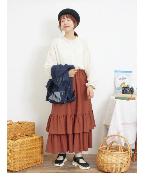 Samansa Mos2（サマンサ モスモス）の「ガーゼバンドカラーシャツ（シャツ/ブラウス・レディース・キナリ/グリーン/ブラック/マスタード・F）」の11枚目の写真