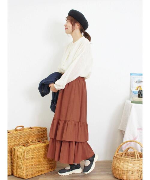 Samansa Mos2（サマンサ モスモス）の「ガーゼバンドカラーシャツ（シャツ/ブラウス・レディース・キナリ/グリーン/ブラック/マスタード・F）」の12枚目の写真