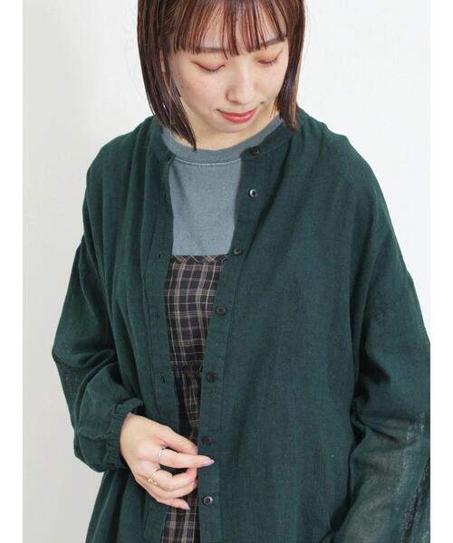 Samansa Mos2（サマンサ モスモス）の「ガーゼバンドカラーシャツ（シャツ/ブラウス・レディース・キナリ/グリーン/ブラック/マスタード・F）」の14枚目の写真