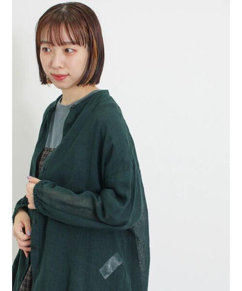 Samansa Mos2（サマンサ モスモス）の「ガーゼバンドカラーシャツ（シャツ/ブラウス・レディース・キナリ/グリーン/ブラック/マスタード・F）」の15枚目の写真