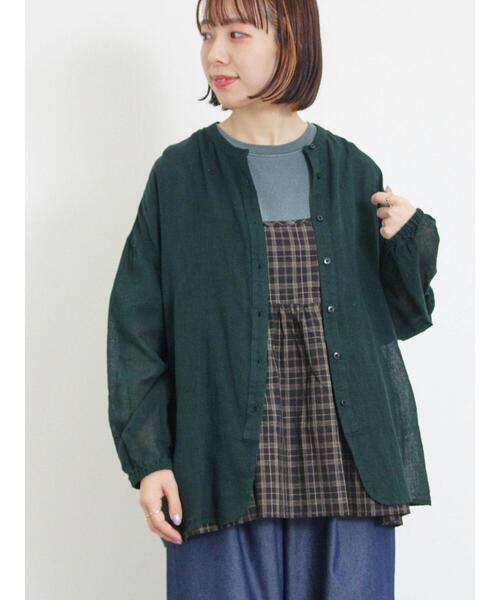 Samansa Mos2（サマンサ モスモス）の「ガーゼバンドカラーシャツ（シャツ/ブラウス・レディース・キナリ/グリーン/ブラック/マスタード・F）」の16枚目の写真