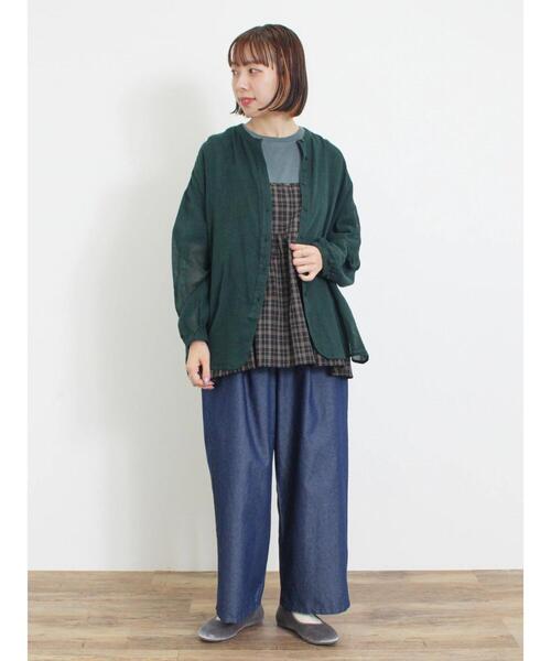 Samansa Mos2（サマンサ モスモス）の「ガーゼバンドカラーシャツ（シャツ/ブラウス・レディース・キナリ/グリーン/ブラック/マスタード・F）」の18枚目の写真