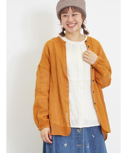 Samansa Mos2（サマンサ モスモス）の「ガーゼバンドカラーシャツ（シャツ/ブラウス・レディース・キナリ/グリーン/ブラック/マスタード・F）」の19枚目の写真