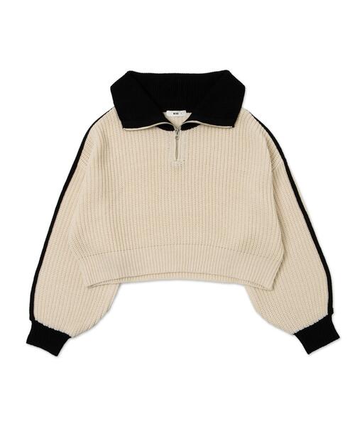 WEGO（ウィゴー）の「WEGO/ハーフジップニットプルオーバー（ニット/セーター・レディース・その他1/ホワイト系その他/ワイン・FREE）」の4枚目の写真