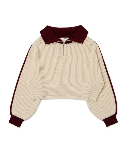 WEGO（ウィゴー）の「WEGO/ハーフジップニットプルオーバー（ニット/セーター・レディース・その他1/ホワイト系その他/ワイン・FREE）」の5枚目の写真