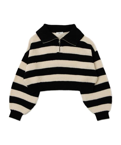 WEGO（ウィゴー）の「WEGO/ハーフジップニットプルオーバー（ニット/セーター・レディース・その他1/ホワイト系その他/ワイン・FREE）」の6枚目の写真