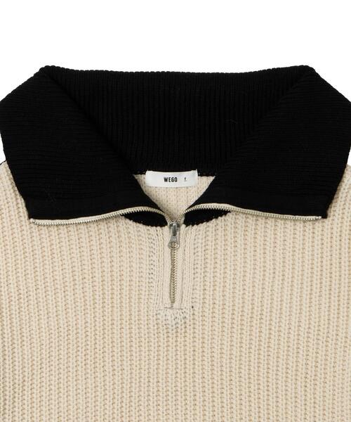 WEGO（ウィゴー）の「WEGO/ハーフジップニットプルオーバー（ニット/セーター・レディース・その他1/ホワイト系その他/ワイン・FREE）」の8枚目の写真