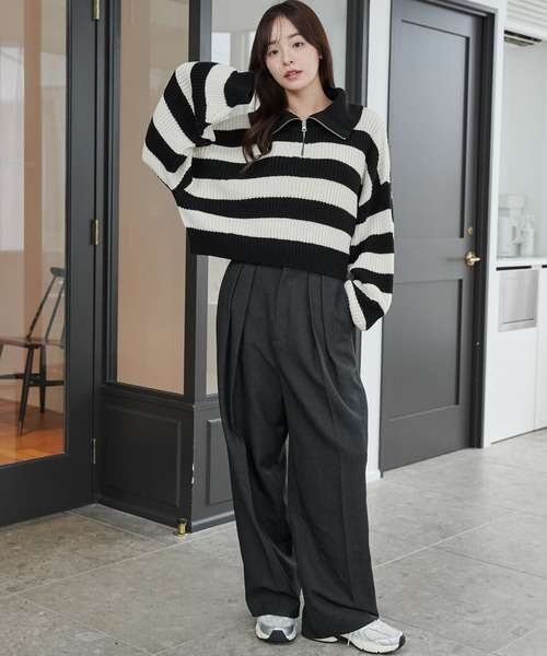 WEGO（ウィゴー）の「WEGO/ハーフジップニットプルオーバー（ニット/セーター・レディース・その他1/ホワイト系その他/ワイン・FREE）」の12枚目の写真