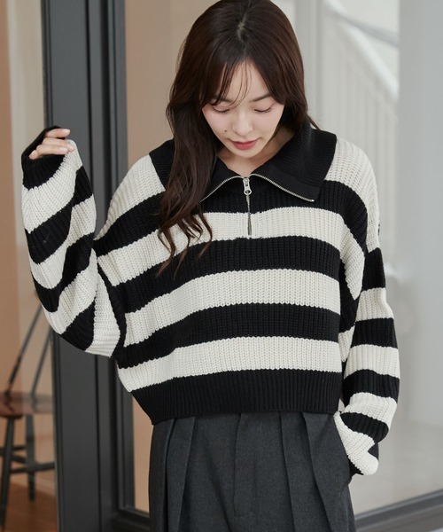 WEGO（ウィゴー）の「WEGO/ハーフジップニットプルオーバー（ニット/セーター・レディース・その他1/ホワイト系その他/ワイン・FREE）」の21枚目の写真