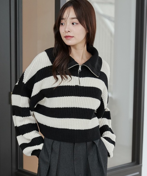 WEGO（ウィゴー）の「WEGO/ハーフジップニットプルオーバー（ニット/セーター・レディース・その他1/ホワイト系その他/ワイン・FREE）」の22枚目の写真