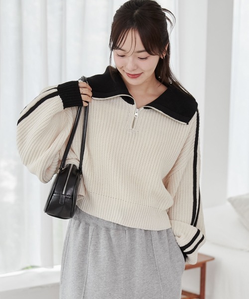 WEGO（ウィゴー）の「WEGO/ハーフジップニットプルオーバー（ニット/セーター・レディース・その他1/ホワイト系その他/ワイン・FREE）」の17枚目の写真