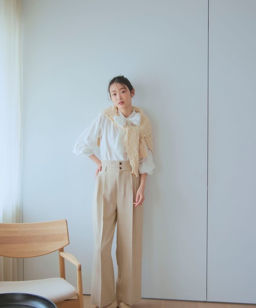 GLOBAL WORK（グローバルワーク）の「MATINEE LINE/お手入れらくらくSET UPワイドパンツ/140462（スラックス・レディース・ライトベージュ/ブラウン/チャコール・MEDIUM/LARGE/SMALL）」の4枚目の写真