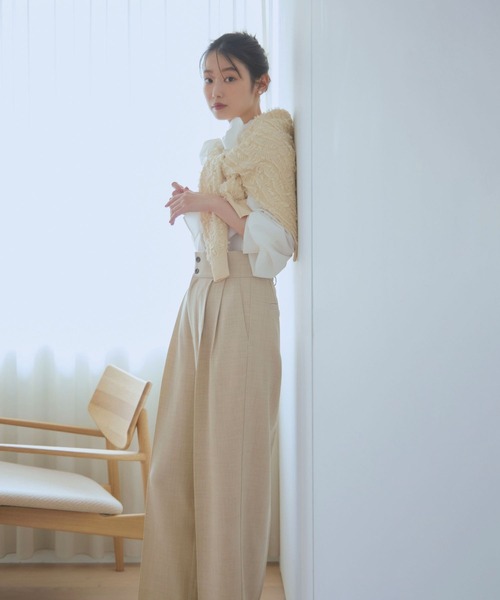 GLOBAL WORK（グローバルワーク）の「MATINEE LINE/お手入れらくらくSET UPワイドパンツ/140462（スラックス・レディース・ライトベージュ/ブラウン/チャコール・MEDIUM/LARGE/SMALL）」の5枚目の写真