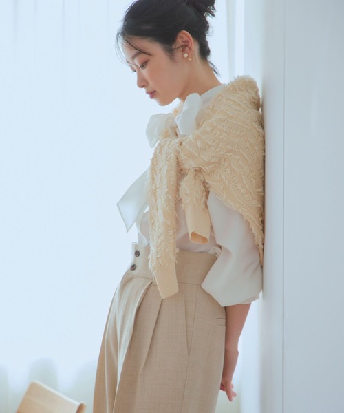 GLOBAL WORK（グローバルワーク）の「MATINEE LINE/お手入れらくらくSET UPワイドパンツ/140462（スラックス・レディース・ライトベージュ/ブラウン/チャコール・MEDIUM/LARGE/SMALL）」の6枚目の写真