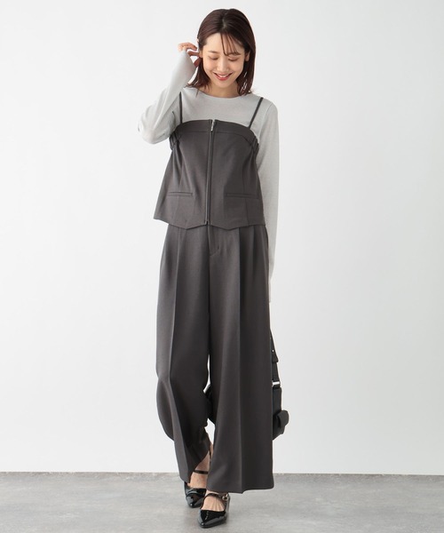 GLOBAL WORK（グローバルワーク）の「MATINEE LINE/お手入れらくらくSET UPワイドパンツ/140462（スラックス・レディース・ライトベージュ/ブラウン/チャコール・MEDIUM/LARGE/SMALL）」の10枚目の写真