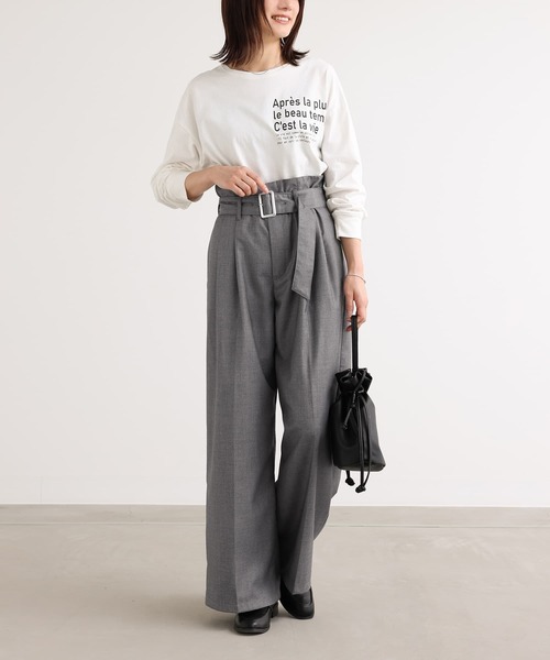 n'OrLABEL（ノアールレーベル）の「『テキストプリントロンT』（Tシャツ/カットソー・レディース・ボルドー/ネイビー/杢グレー/オフホワイト・2/1）」の17枚目の写真