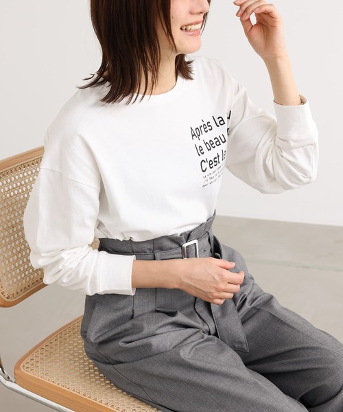 n'OrLABEL（ノアールレーベル）の「『テキストプリントロンT』（Tシャツ/カットソー・レディース・ボルドー/ネイビー/杢グレー/オフホワイト・2/1）」の16枚目の写真