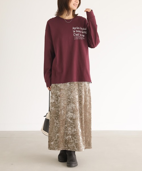 n'OrLABEL（ノアールレーベル）の「『テキストプリントロンT』（Tシャツ/カットソー・レディース・ボルドー/ネイビー/杢グレー/オフホワイト・2/1）」の13枚目の写真