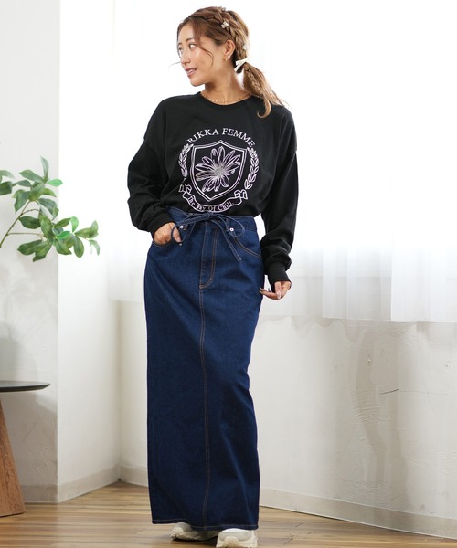 ムラサキスポーツ（ムラサキスポーツ）の「RIKKA FEMME/リッカファム デニムスカート RF24FW08（スカート・レディース・ホワイト/ブルー・L/M）」の5枚目の写真