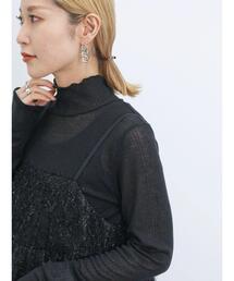 Samansa Mos2 blue | シアーリブロンT(Tシャツ/カットソー)