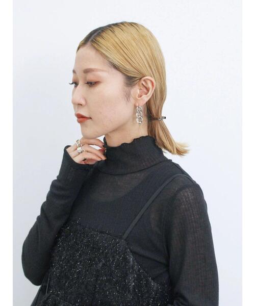 Samansa Mos2 blue（サマンサモスモスブルー）の「シアーリブロンT（Tシャツ/カットソー・レディース・キナリ/キャメル/グリーン/ブラック・F）」の8枚目の写真