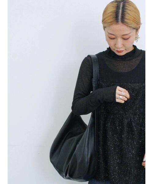 Samansa Mos2 blue（サマンサモスモスブルー）の「シアーリブロンT（Tシャツ/カットソー・レディース・キナリ/キャメル/グリーン/ブラック・F）」の10枚目の写真