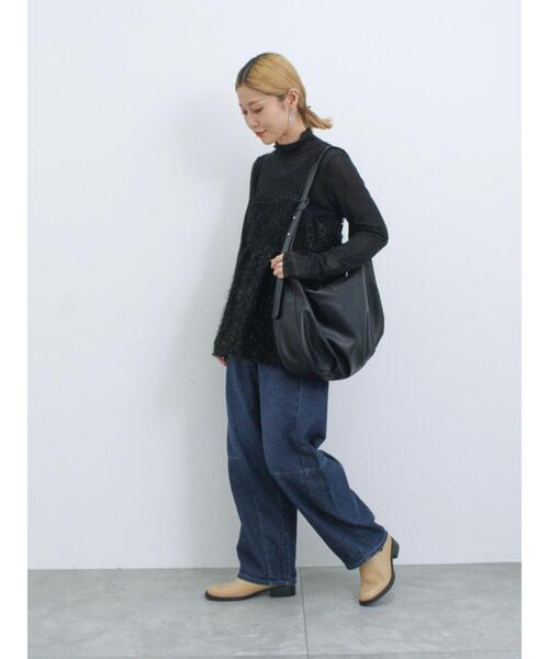 Samansa Mos2 blue（サマンサモスモスブルー）の「シアーリブロンT（Tシャツ/カットソー・レディース・キナリ/キャメル/グリーン/ブラック・F）」の12枚目の写真