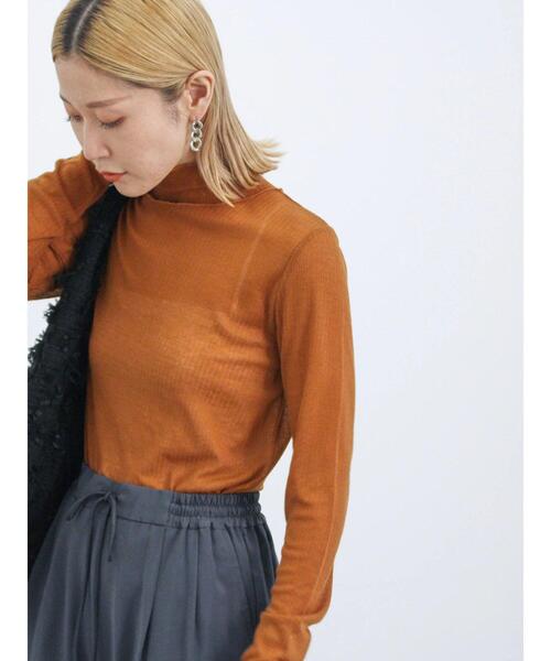 Samansa Mos2 blue（サマンサモスモスブルー）の「シアーリブロンT（Tシャツ/カットソー・レディース・キナリ/キャメル/グリーン/ブラック・F）」の15枚目の写真