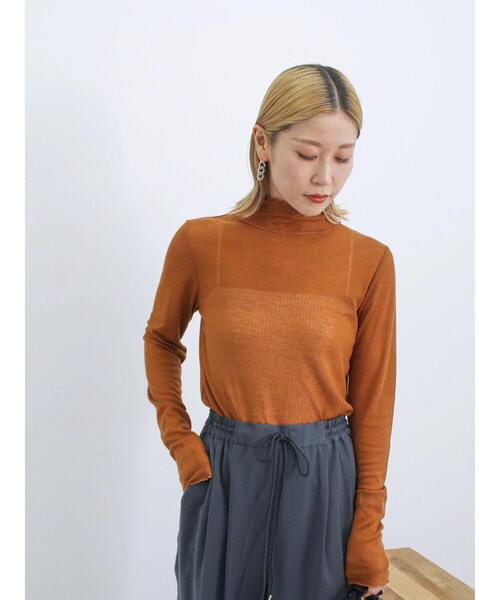 Samansa Mos2 blue（サマンサモスモスブルー）の「シアーリブロンT（Tシャツ/カットソー・レディース・キナリ/キャメル/グリーン/ブラック・F）」の16枚目の写真