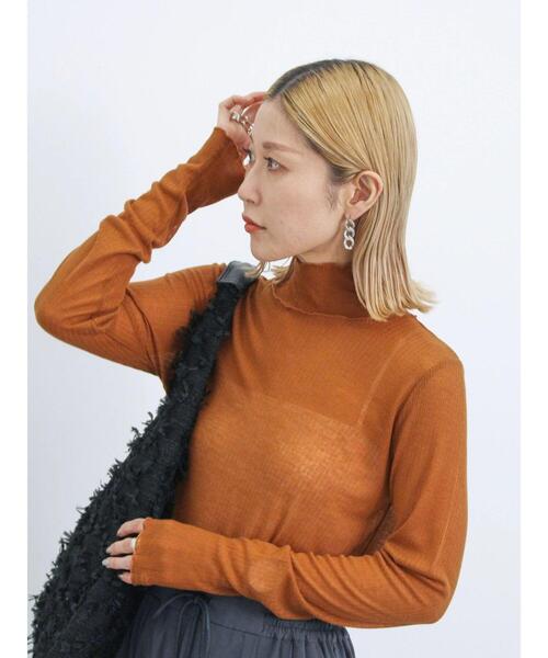 Samansa Mos2 blue（サマンサモスモスブルー）の「シアーリブロンT（Tシャツ/カットソー・レディース・キナリ/キャメル/グリーン/ブラック・F）」の17枚目の写真