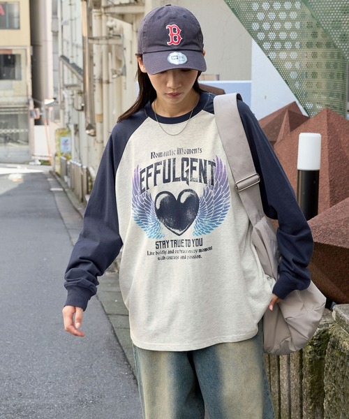 MONO-MART（モノマート）の「ヴィンテージライクプリントラグランロンT（Tシャツ/カットソー・レディース・グレー系/ブラウン/ネイビー/チャコールグレー/ブラック/ブラウン系/ワイン・L/M）」の9枚目の写真