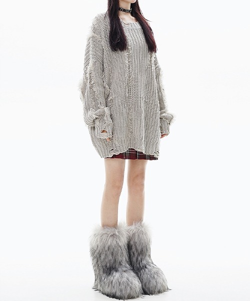 セール】Fringe damage knit / フリンジダメージニット（ニット