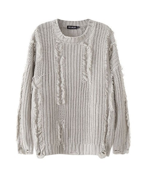 ニット・セーター IONSEOUL Damaged Crop Knit 4JH004 XU】design damage knit 5（ニット/セーター）｜XU（エックス