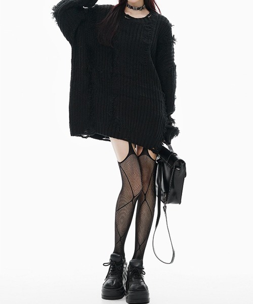 【セール】Fringe damage knit / フリンジダメージニット（ニット/セーター）｜Chick（チック）